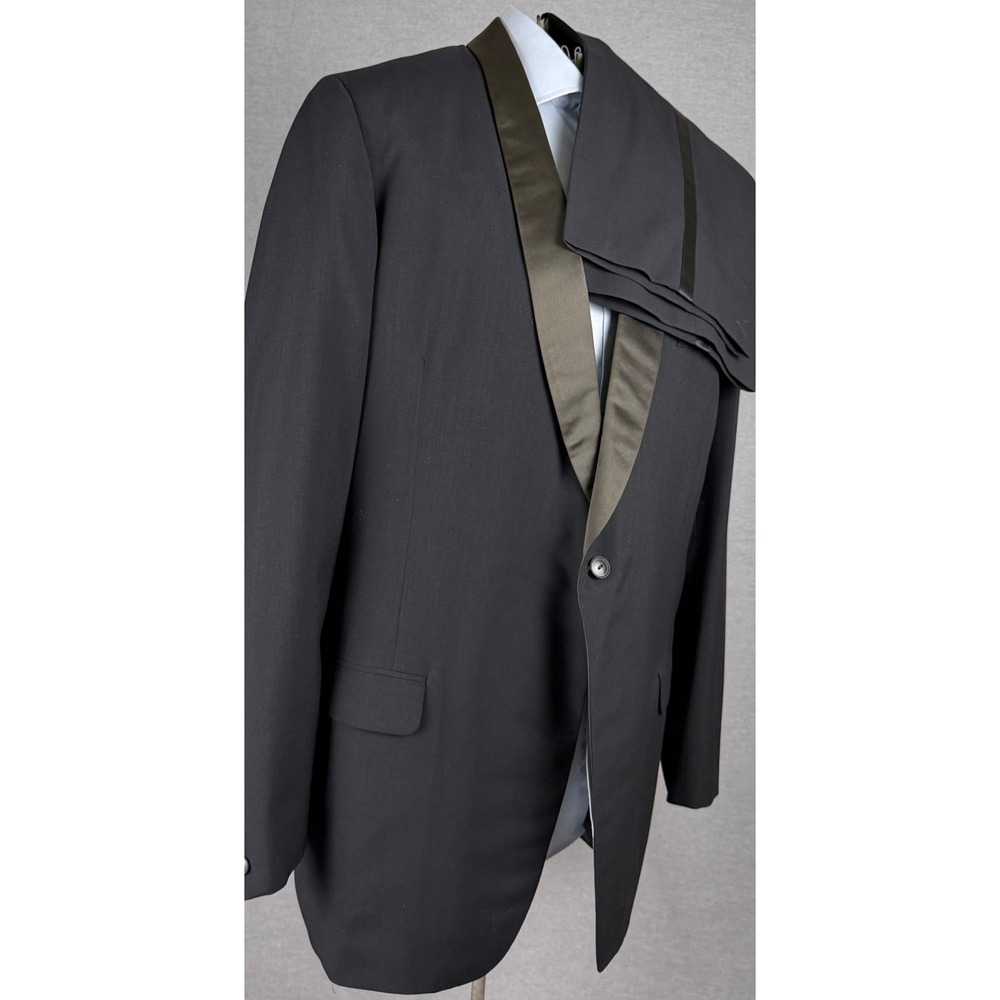 Vintage 50s Hamburgers Baltimore Tuxedo Suit 46 XL Shawl Lapel Black 2pc 46XL